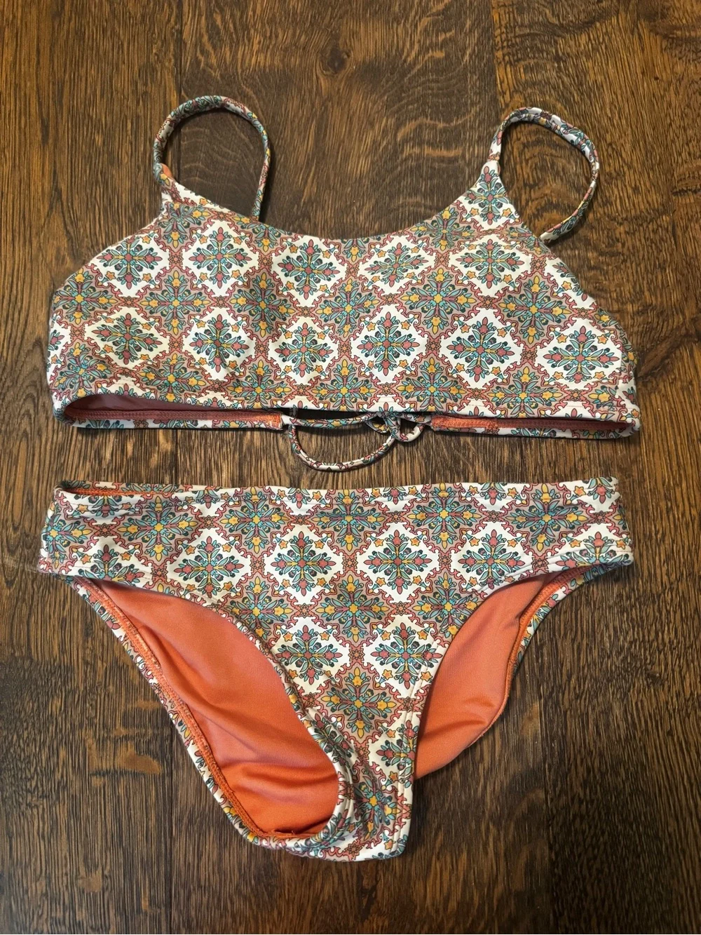 O'Neill Orange Mosaic Print Girls' Two-Piece Bikini